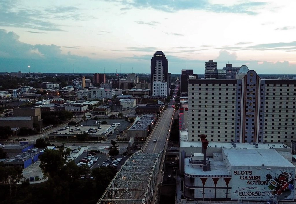 Downtown Shreveport, Casino, River, Street.