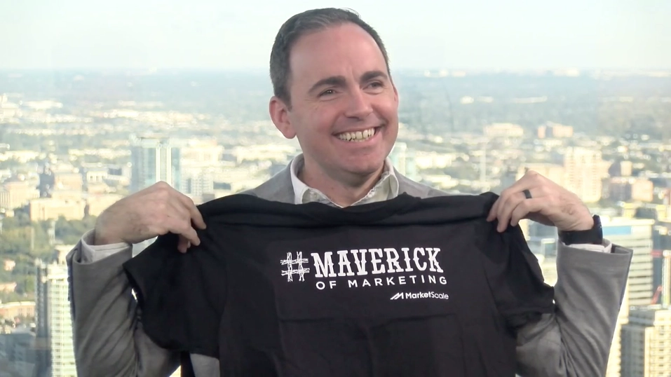 Jason Pierret With His New Maverick of Marketing Shirt