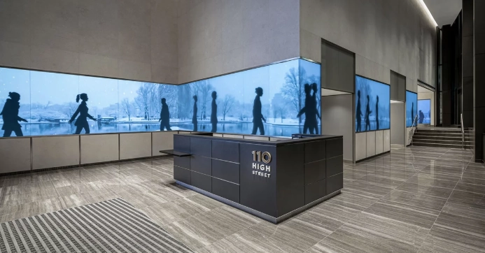 An AV Installation in an Office Lobby