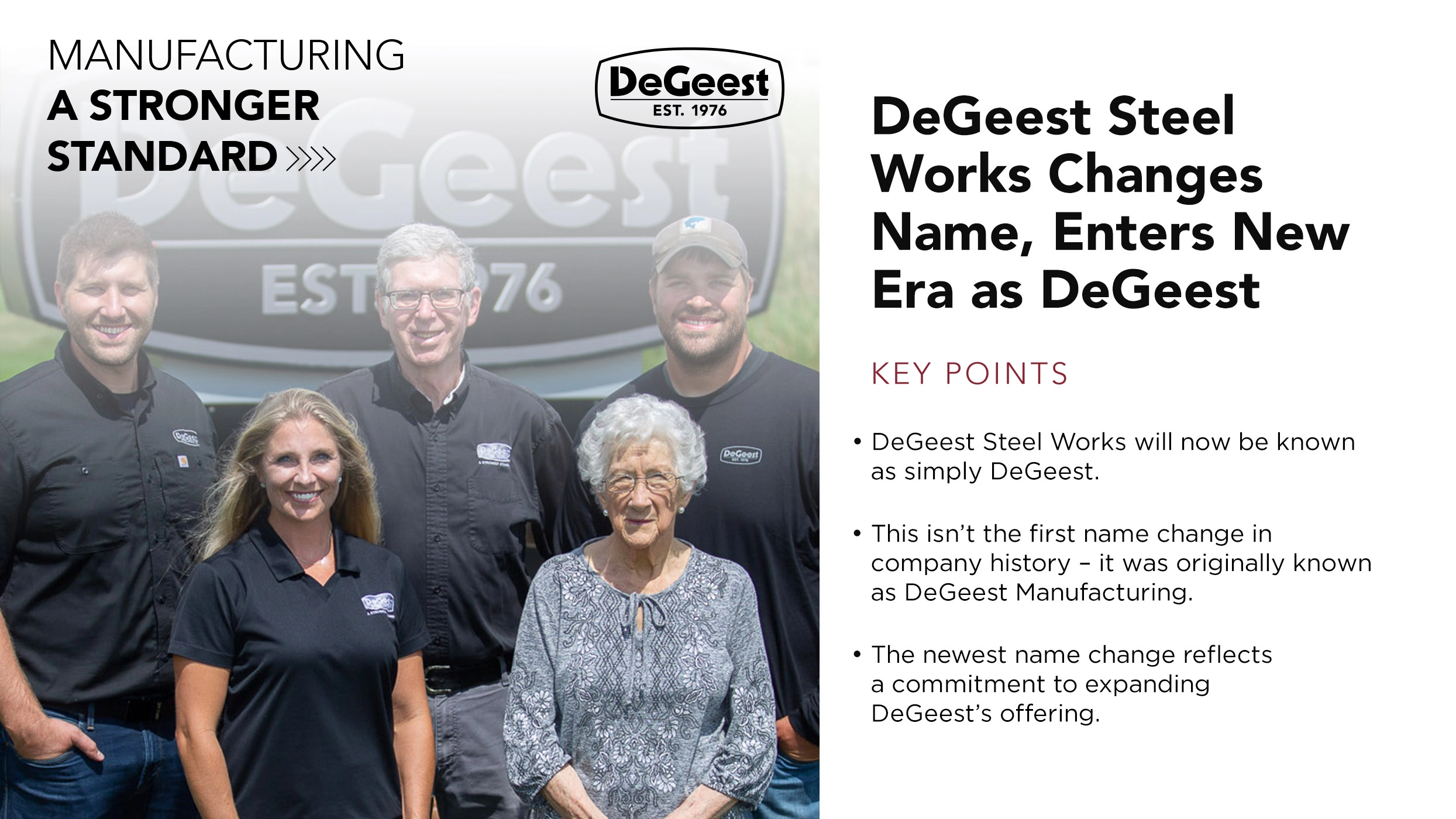 DeGeest Steel Works Changes Name, Enters New Era as DeGeest