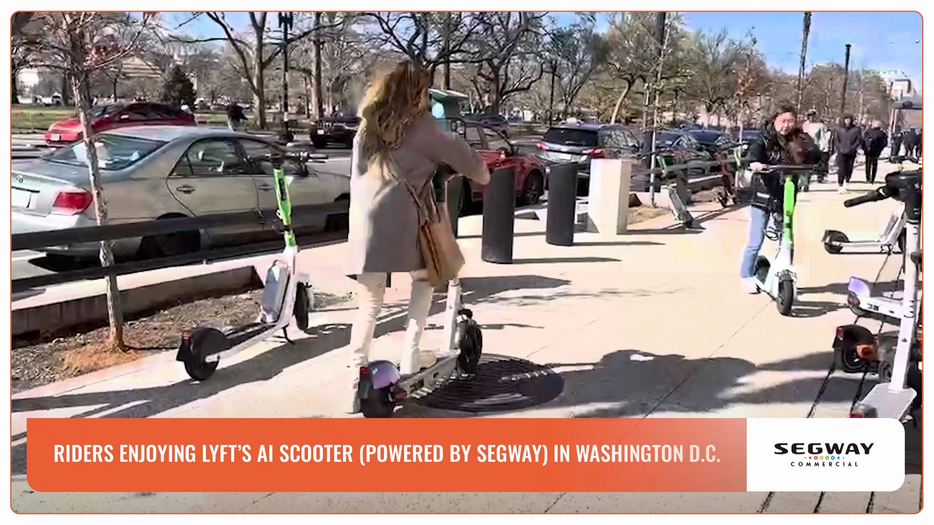 Riders Enjoying Lyft's AI Scooter (Powered by Segway) in Washington D.C
