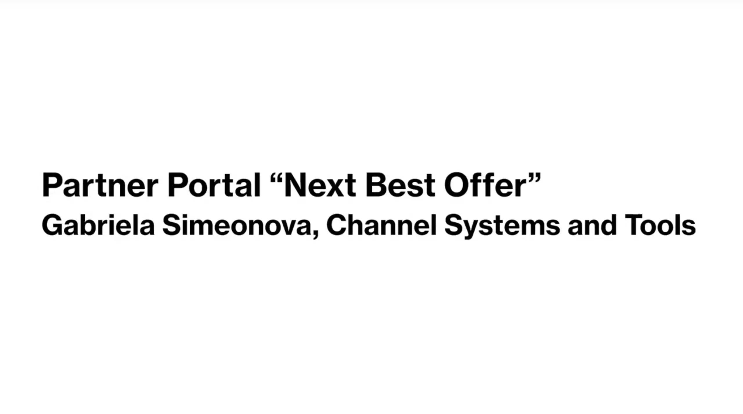Partner Portal – Next Best Offer